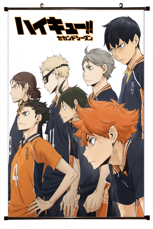 Haikyuu!! Anime black Plastic rod Cloth painting Wall Scroll 60X90CM  p1-354