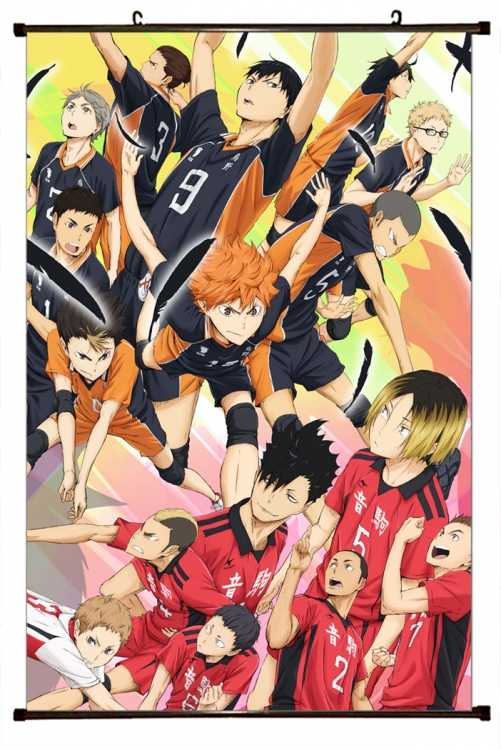 Haikyuu!! Anime black Plastic rod Cloth painting Wall Scroll 60X90CM p1-355