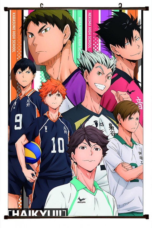 Haikyuu!! Anime black Plastic rod Cloth painting Wall Scroll 60X90CM  p1-376