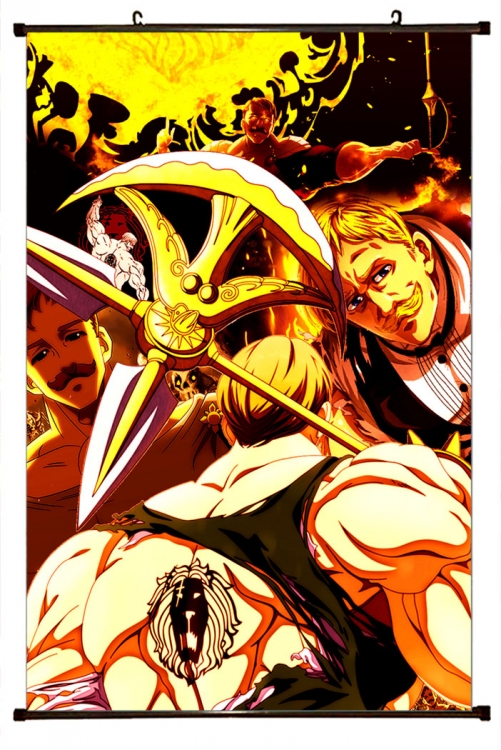 The Seven Deadly Sins Anime black Plastic rod Cloth painting Wall Scroll 60X90CM N1-95