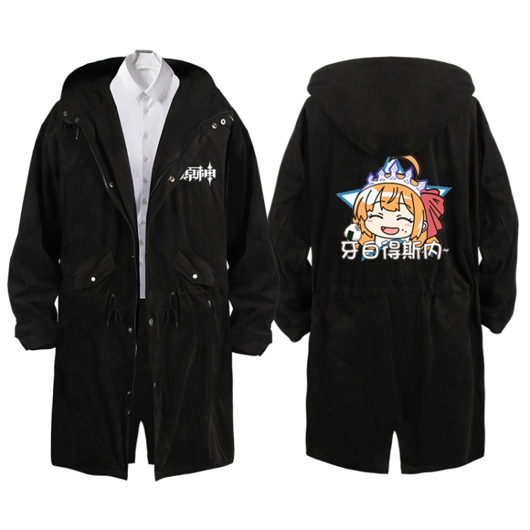Genshin Impact  Anime Peripheral Hooded Long Windbreaker Jacket from S to 3XL