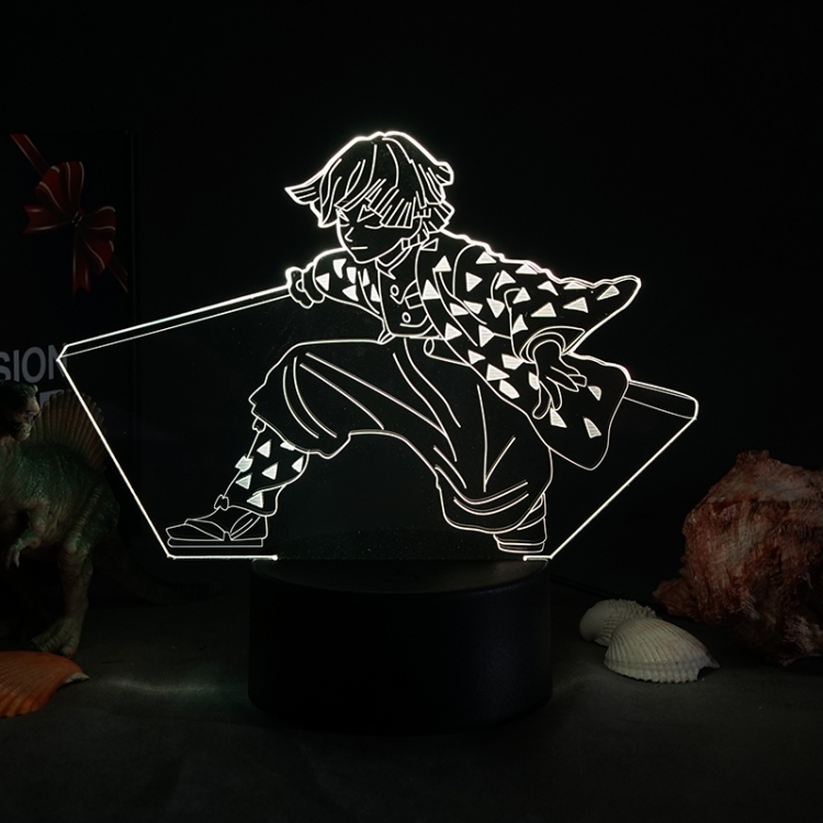 Demon Slayer Kimets 3D night light USB touch switch colorful acrylic table lamp BLACK BASE