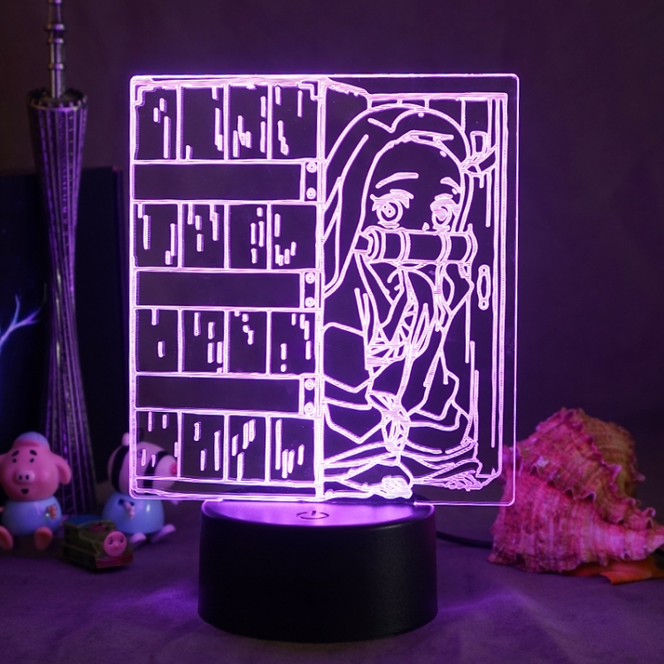Demon Slayer Kimets 3D night light USB touch switch colorful acrylic table lamp BLACK BASE