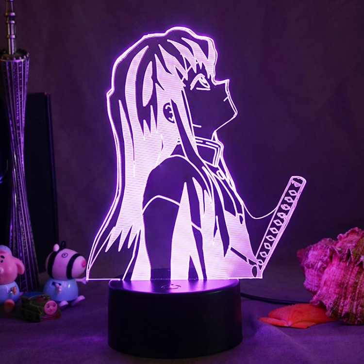 Demon Slayer Kimets 3D night light USB touch switch colorful acrylic table lamp BLACK BASE