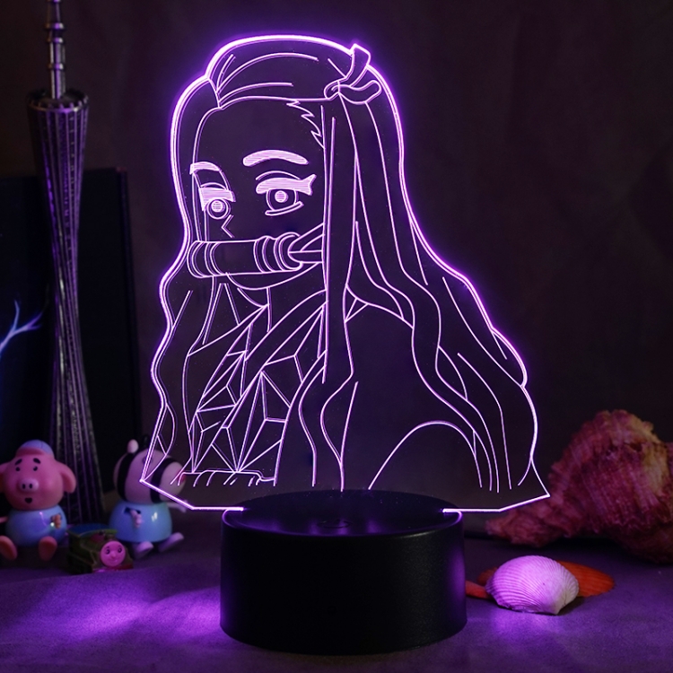 Demon Slayer Kimets 3D night light USB touch switch colorful acrylic table lamp BLACK BASE