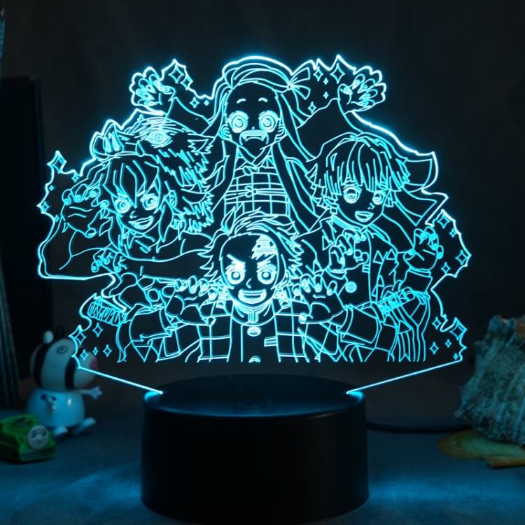 Demon Slayer Kimets 3D night light USB touch switch colorful acrylic table lamp BLACK BASE