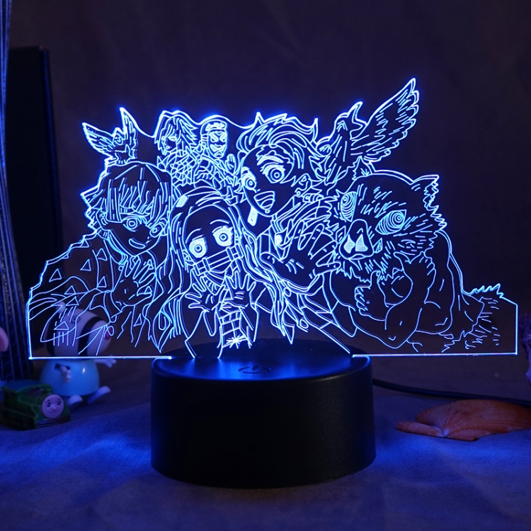 Demon Slayer Kimets 3D night light USB touch switch colorful acrylic table lamp BLACK BASE
