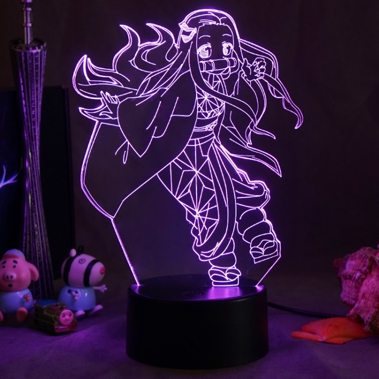 Demon Slayer Kimets 3D night light USB touch switch colorful acrylic table lamp BLACK BASE