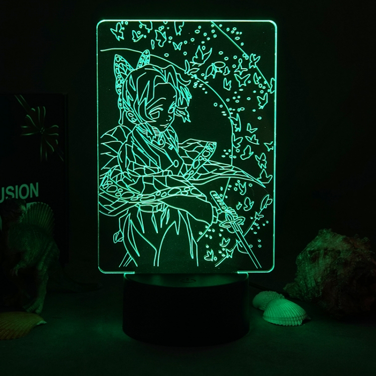 Demon Slayer Kimets 3D night light USB touch switch colorful acrylic table lamp BLACK BASE