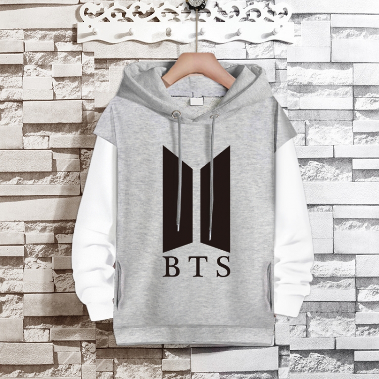 BTS  Movie star fake two-piece thick hooded sweater from S to 3XL