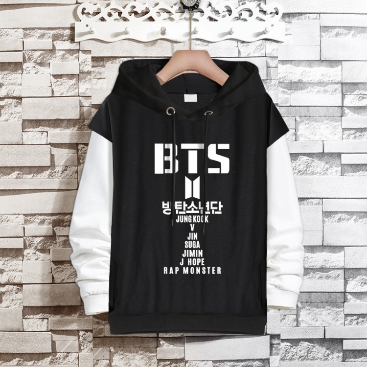 BTS  Movie star fake two-piece thick hooded sweater from S to 3XL