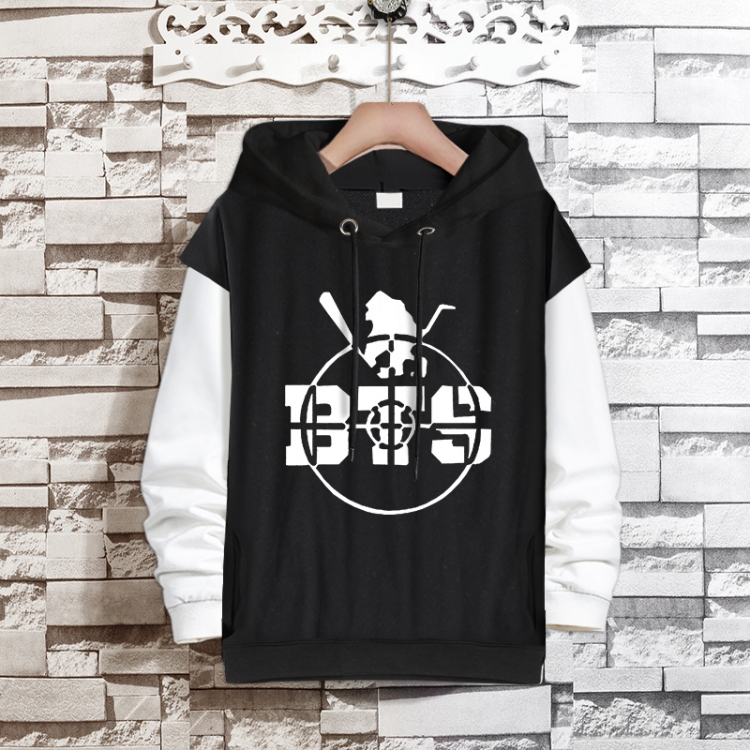 BTS  Movie star fake two-piece thick hooded sweater from S to 3XL
