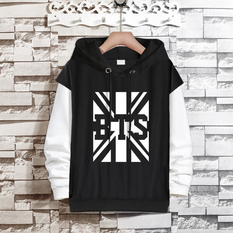 BTS  Movie star fake two-piece thick hooded sweater from S to 3XL
