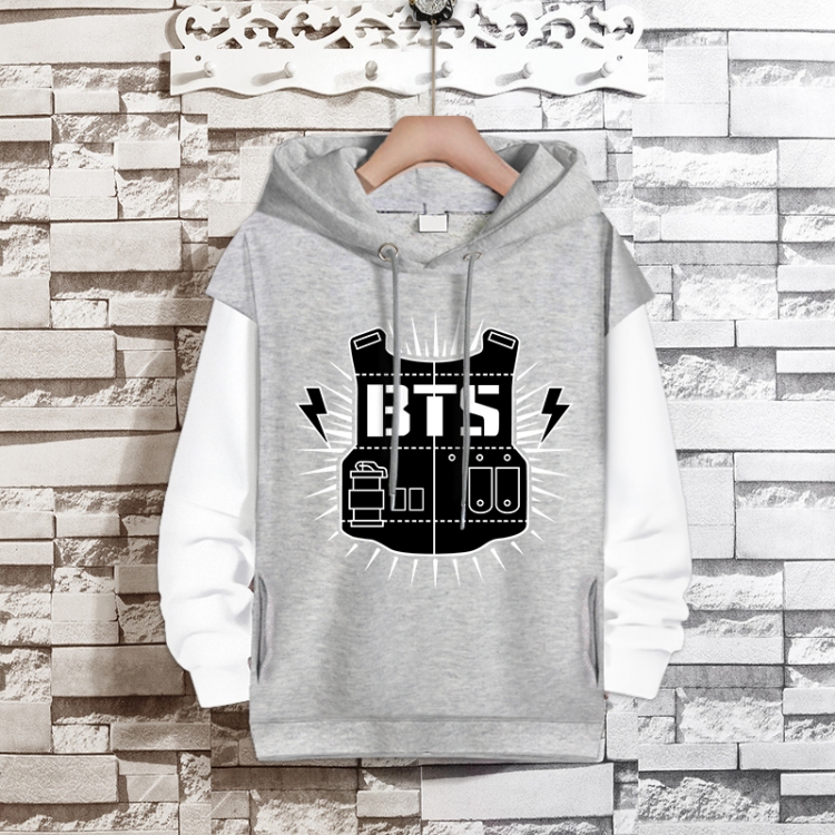 BTS  Movie star fake two-piece thick hooded sweater from S to 3XL