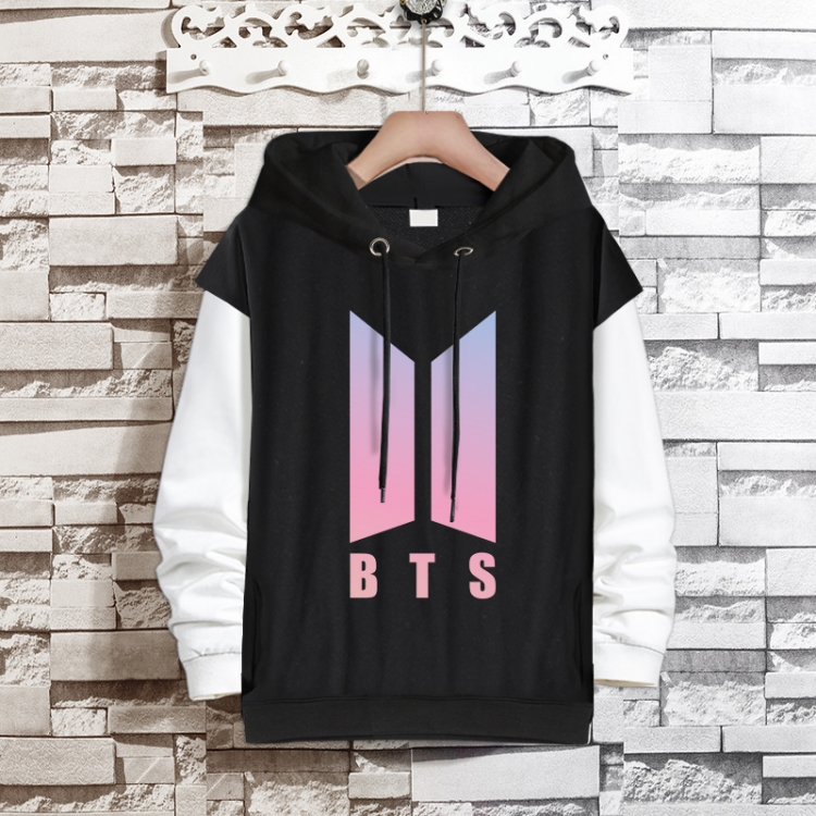 BTS  Movie star fake two-piece thick hooded sweater from S to 3XL