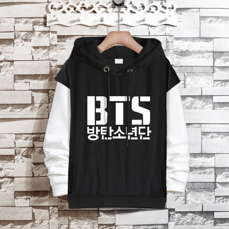 BTS  Movie star fake two-piece thick hooded sweater from S to 3XL