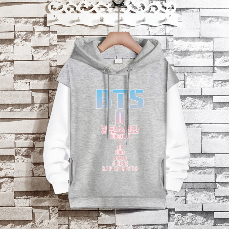 BTS  Movie star fake two-piece thick hooded sweater from S to 3XL