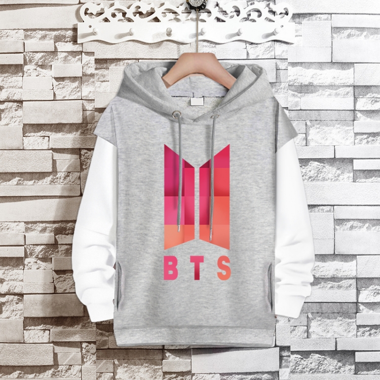 BTS  Movie star fake two-piece thick hooded sweater from S to 3XL