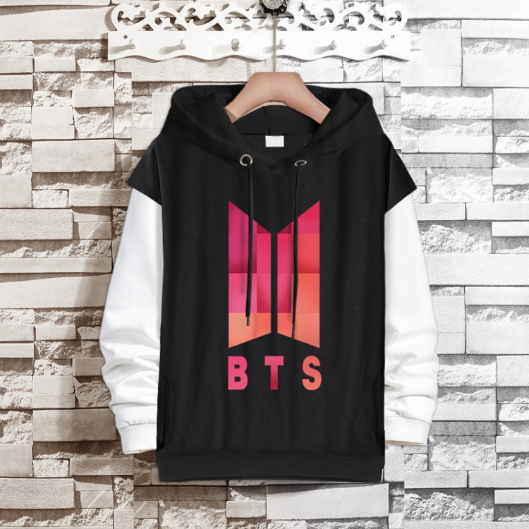 BTS  Movie star fake two-piece thick hooded sweater from S to 3XL