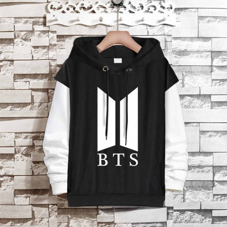 BTS  Movie star fake two-piece thick hooded sweater from S to 3XL