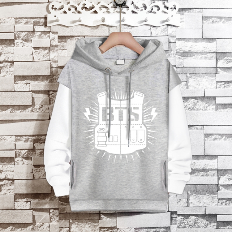 BTS  Movie star fake two-piece thick hooded sweater from S to 3XL