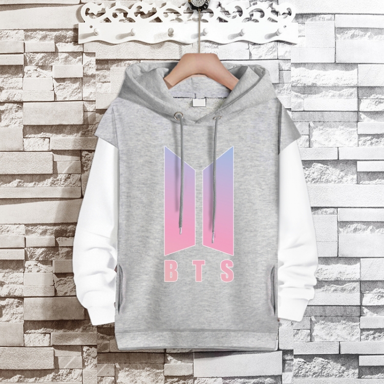 BTS  Movie star fake two-piece thick hooded sweater from S to 3XL