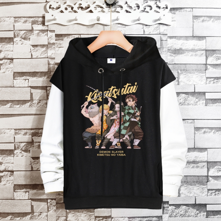 Demon Slayer Kimets Anime fake two-piece thick hooded sweater from S to 3XL