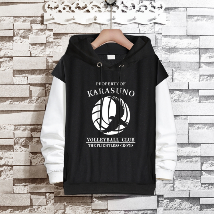 Haikyuu!! Anime fake two-piece thick hooded sweater from S to 3XL