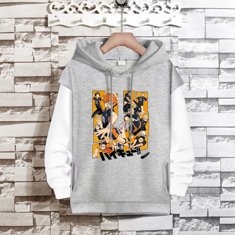 Haikyuu!! Anime fake two-piece thick hooded sweater from S to 3XL