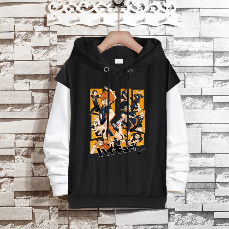 Haikyuu!! Anime fake two-piece thick hooded sweater from S to 3XL