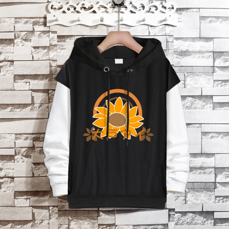 WONDER EGG PRIORITY   Anime fake two-piece thick hooded sweater from S to 3XL