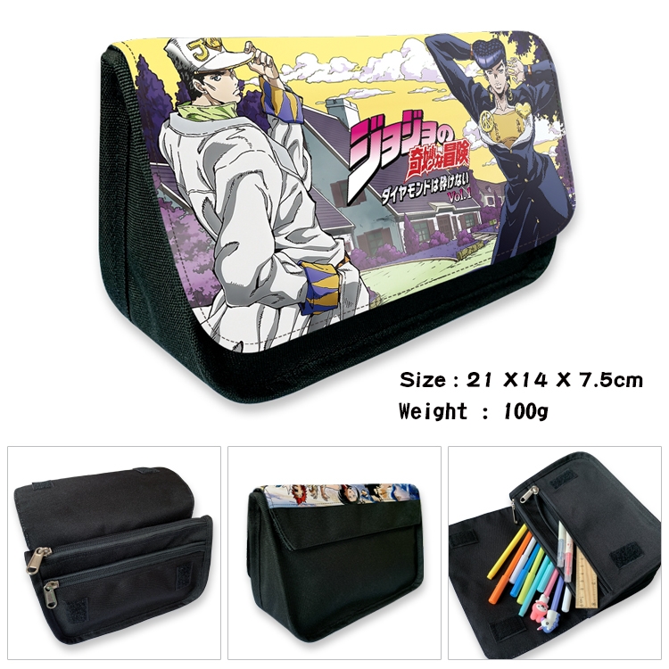 JoJos Bizarre Adventure Velcro canvas zipper pencil case Pencil Bag 21×14×7.5cm