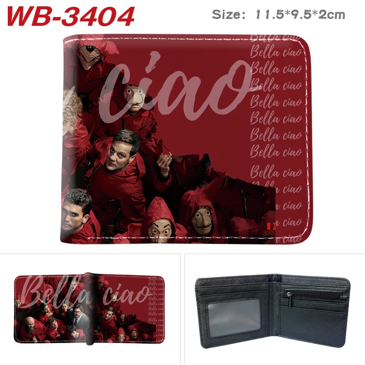 Money Heist  Anime pu half-fold wallet 11.5X9X2CM   WB-3404A