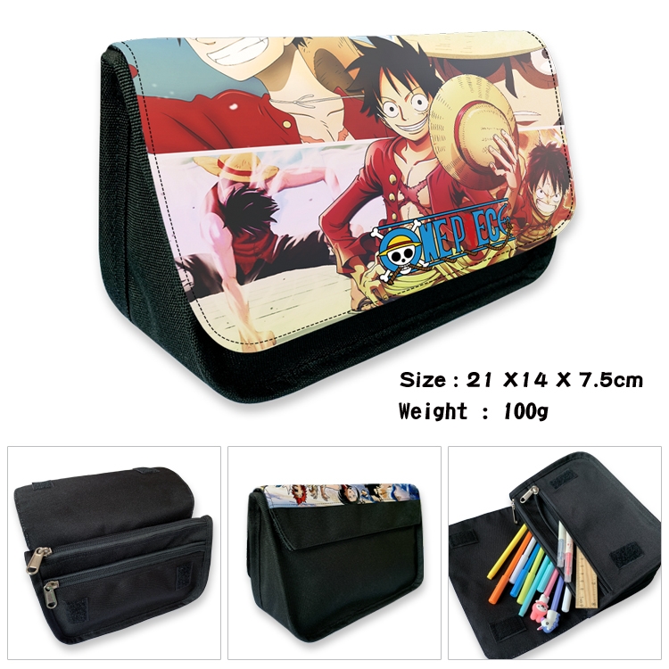  One Piece Velcro canvas zipper pencil case Pencil Bag 21×14×7.5cm