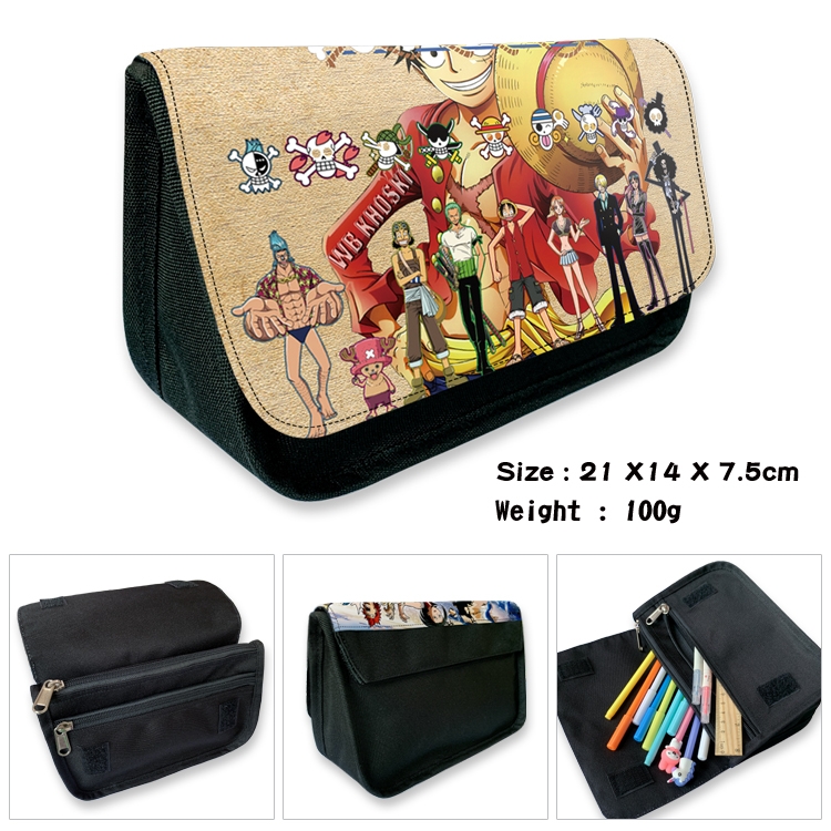 One Piece Velcro canvas zipper pencil case Pencil Bag 21×14×7.5cm