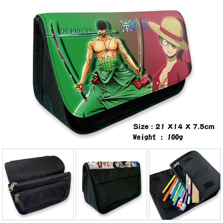 One Piece Velcro canvas zipper pencil case Pencil Bag 21×14×7.5cm