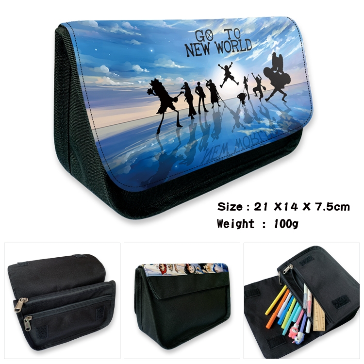  One Piece Velcro canvas zipper pencil case Pencil Bag 21×14×7.5cm