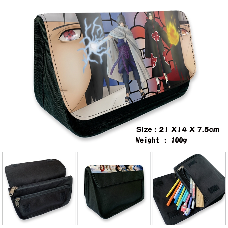 Naruto Velcro canvas zipper pencil case Pencil Bag 21×14×7.5cm