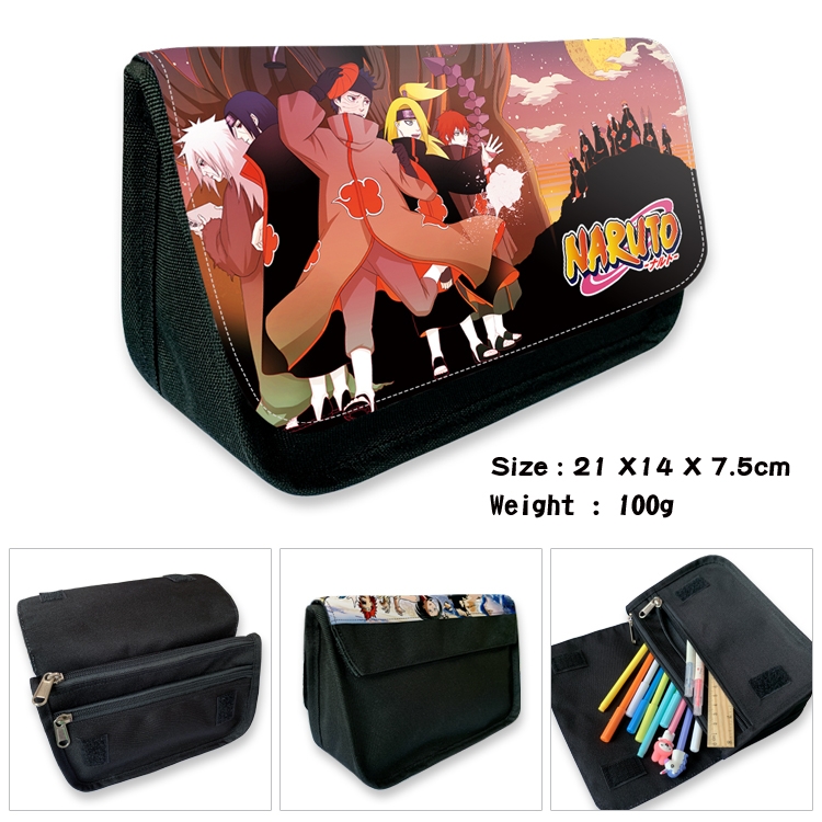 Naruto Velcro canvas zipper pencil case Pencil Bag 21×14×7.5cm