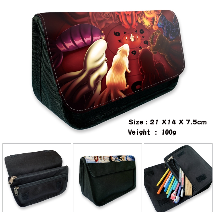 Naruto Velcro canvas zipper pencil case Pencil Bag 21×14×7.5cm