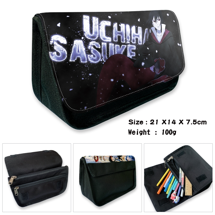 Naruto Velcro canvas zipper pencil case Pencil Bag 21×14×7.5cm