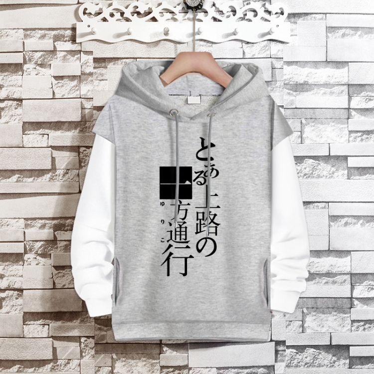 Accelerator Anime fake two-piece thick hooded sweater from S to 3XL