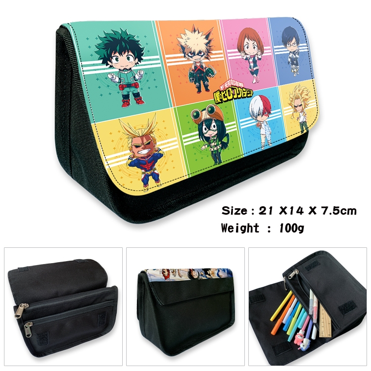 My Hero Academia Velcro canvas zipper pencil case Pencil Bag 21×14×7.5cm