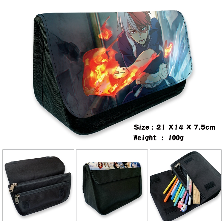 My Hero Academia Velcro canvas zipper pencil case Pencil Bag 21×14×7.5cm
