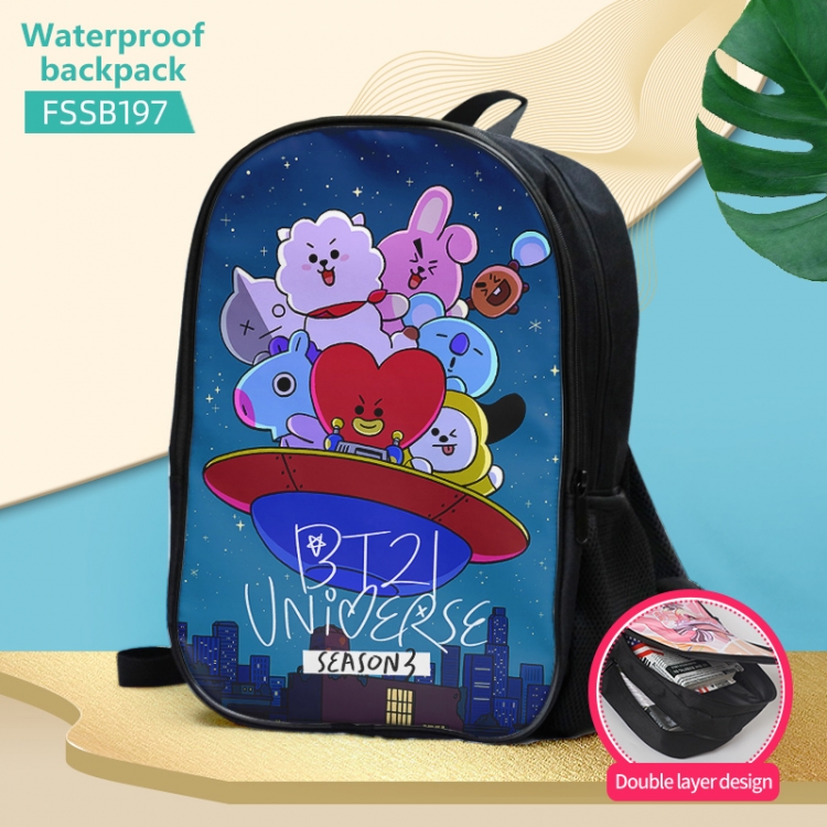 BT21  double-layer waterproof schoolbag about 40×30×17cm FSSB197