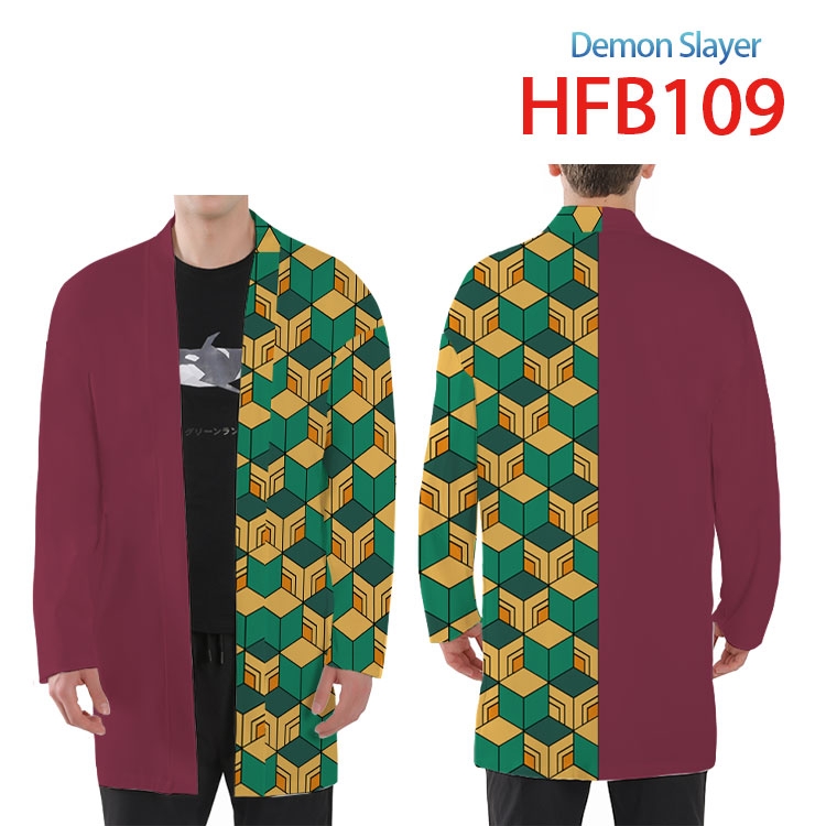 Demon Slayer Kimets Anime Peripheral Full Color Long Kimono  from S to 4XL  HFB-109-8