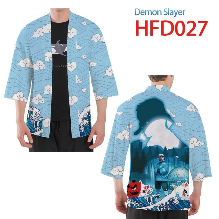 Demon Slayer Kimets Anime peripheral short full color kimono from S to 4XL HFD-027