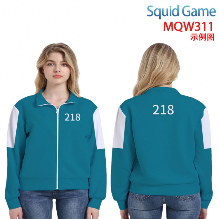 Squid Game Animation surrounding full-color sweater hoodless zipper jacket from M to 3XL MQW311