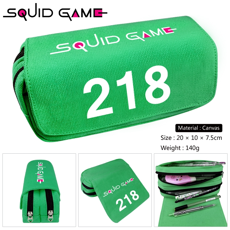 Squid Game Canvas double-layer zipper pencil case 20x10x7.5cm 140g