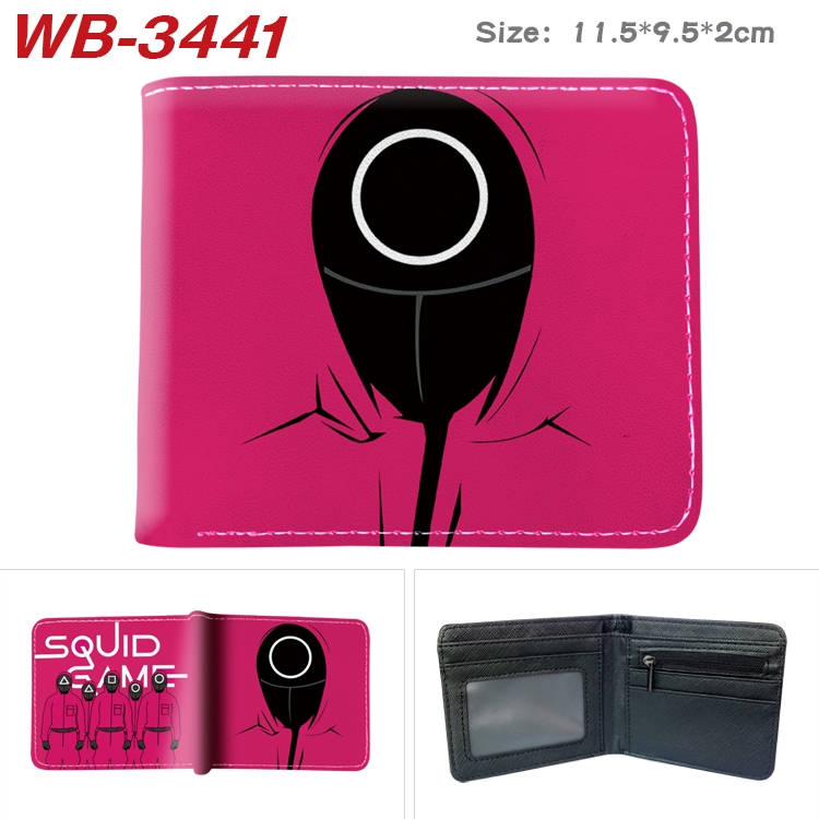 Squid Game color  two-fold leather wallet 11.5X9.5X2CM WB-3441A